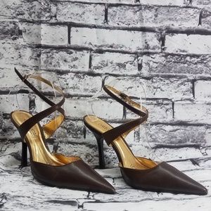 Cathy Jean Leather Wraparound Strap Slingback